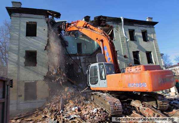 Демонтаж старых ветхих пристроек, домов, зданий
