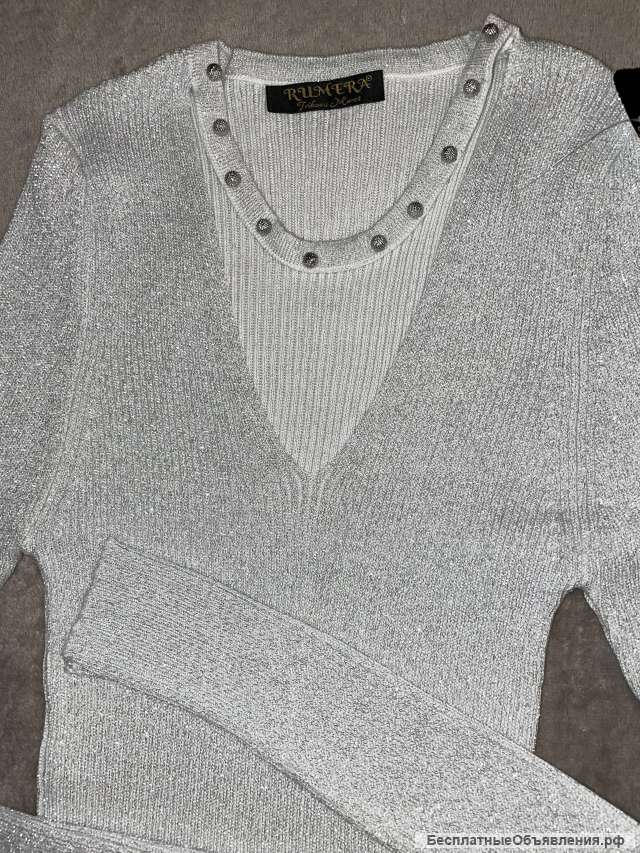 Кофта белая с серебром, люрекс