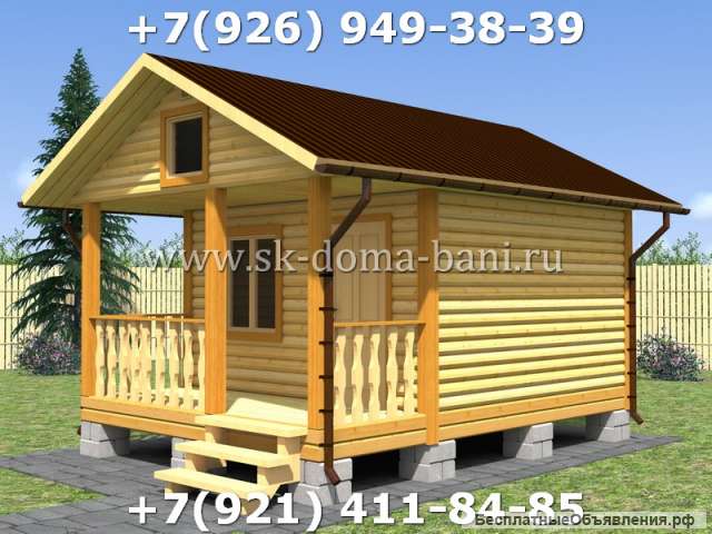 Баня из бруса с печкой Проект БС-17 4х5,5 м