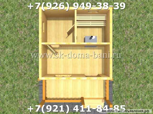 Баня из бруса с печкой Проект БС-17 4х5,5 м