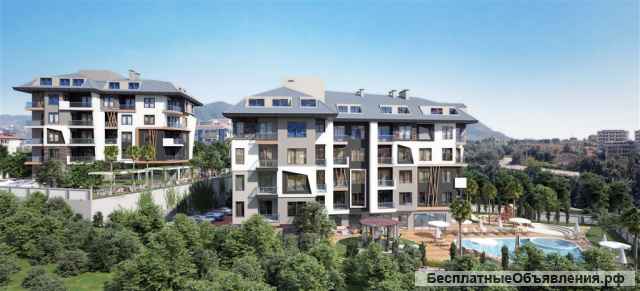 Квартиры 1+1 площадью 55 м2, Оба, Аланья, Турция