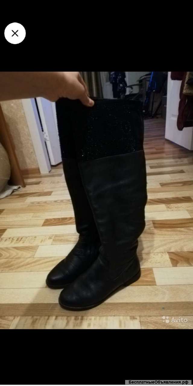 Зимние сапоги черные