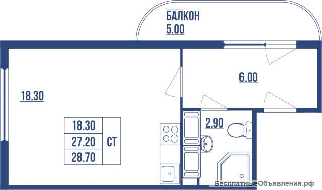 Студии 28.70 кв м в Шушарах
