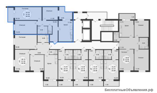 3 комнатной квартиры 84.30 кв м в Шушарах