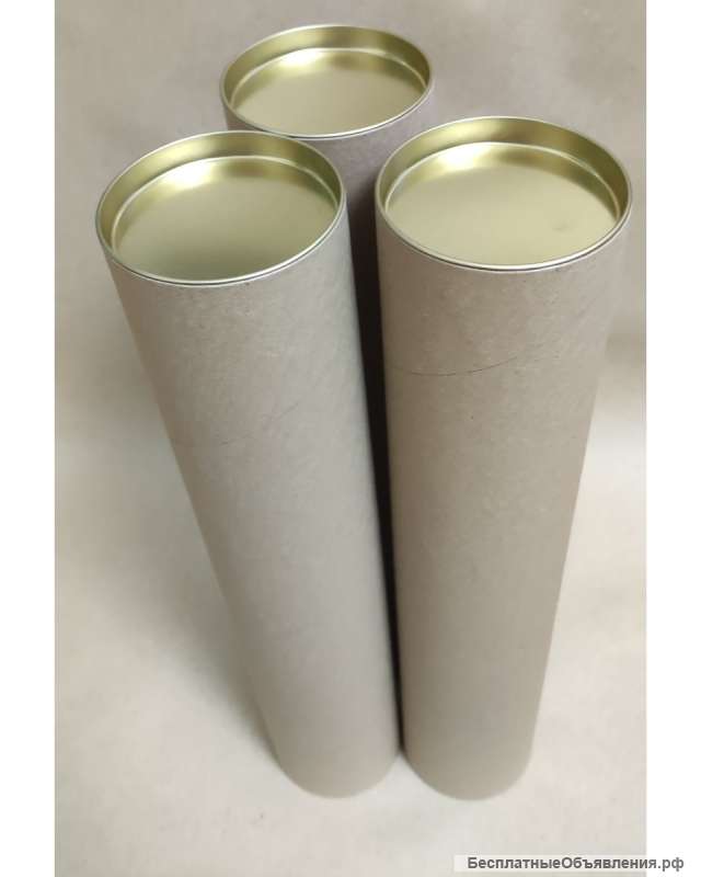 Тубус картонный с металлическим дном и крышкой