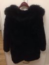 Шуба черная натуральный мех (кролик лиса)