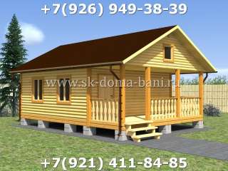 Баня из бруса с печкой планировка БС-23 6х8 м