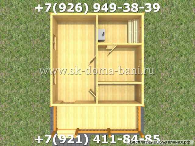 Баня из бруса с печкой планировка БС-23 6х8 м