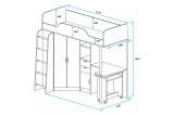 Детская кровать-чердак со столом и шкафом