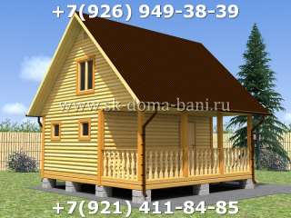 Баня из сухого бруса с мансардой планировка БС-38 6х6 м