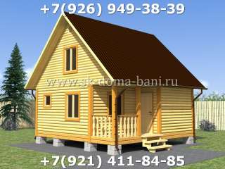 Баня из сухого бруса с мансардой планировка БС-40 6х6 м