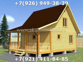 Баня из сухого бруса с мансардой планировка БС-41 6Х8 м