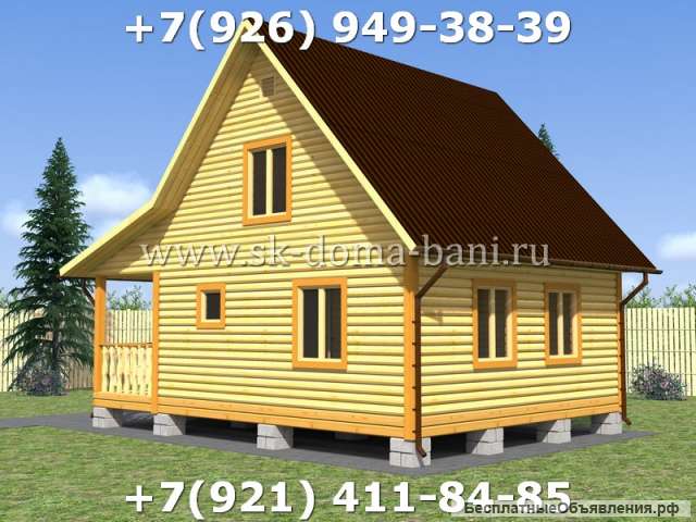 Баня из сухого бруса с мансардой планировка БС-41 6Х8 м