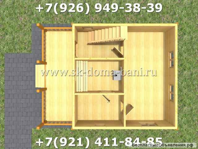 Баня из сухого бруса с мансардой планировка БС-41 6Х8 м