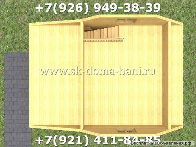 Баня из сухого бруса с мансардой планировка БС-41 6Х8 м