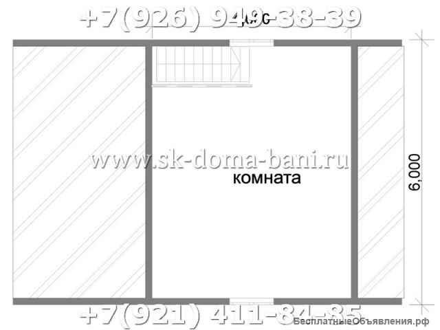 Баня из сухого бруса с мансардой планировка БС-41 6Х8 м