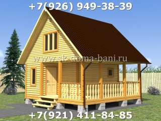 Баня из сухого бруса с мансардой планировка БС-42 6х6 м