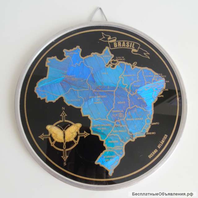 Панно из крыльев бабочек винтаж Бразилия