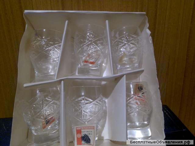 Рюмки/стопки бочёнком хрустальные СССР 6 штук п. Воровского Новые