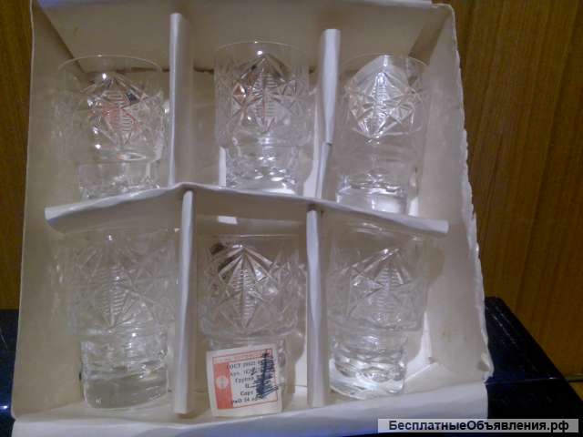 Рюмки/стопки хрустальные СССР 6 штук п. Воровского Новые