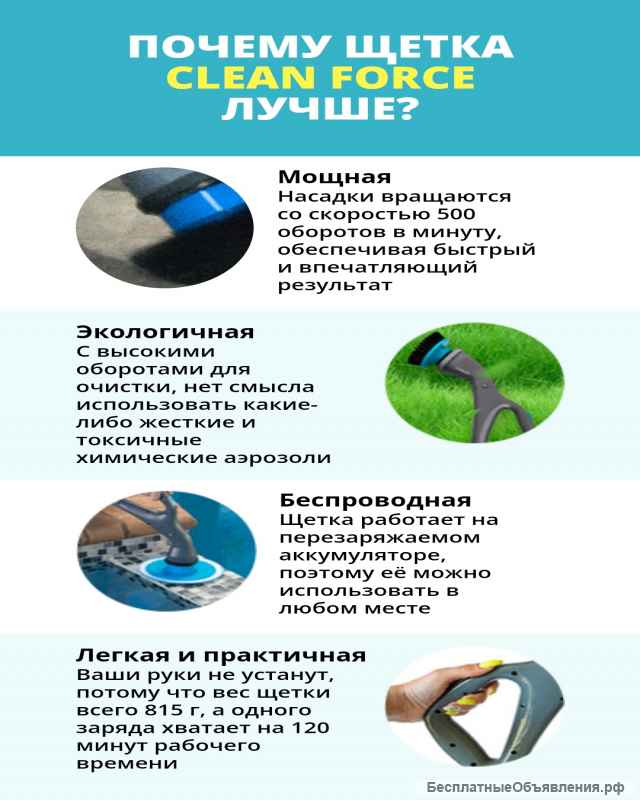 Беспроводная щётка для уборки Clean Force