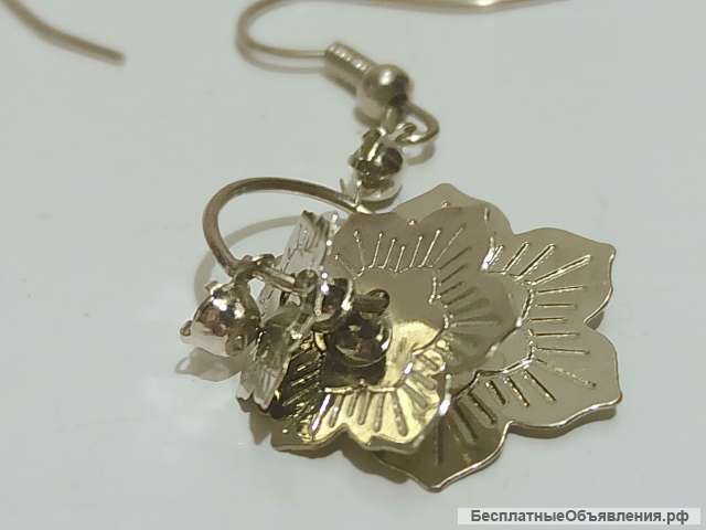 Серьги лёгкие, под серебро, с камушками