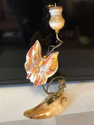 Подсвечник "Бабочка" на одну свечу из натурального камня Селенит