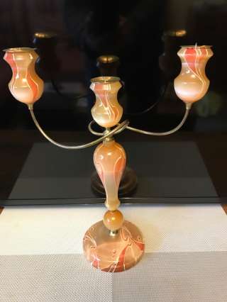 Подсвечник "Модерн" на 3 свечи из натурального камня Селенит