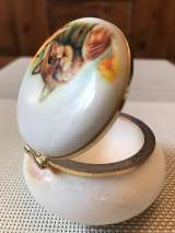Шкатулка "Рыжий кот" из натурального камня Селенит