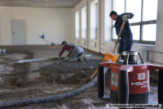Полусухая стяжка пола за 1день. Механизированный способ.для теплых полов