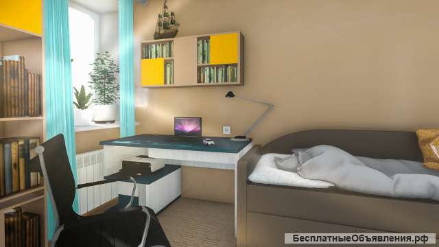 Дизайн интерьеров, чертежи, визуализации, 3D моделирование