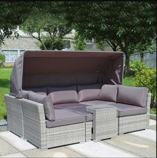 Диван-трансформер ИЗ ИСКУССТВЕННОГО РОТАНГА AFM-320G GREY