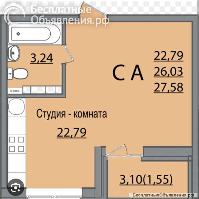 Студия 27 м2 Заполярная
