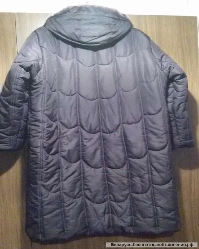 Пальто демисезонное на синтепоне с капюшоном, р54-56