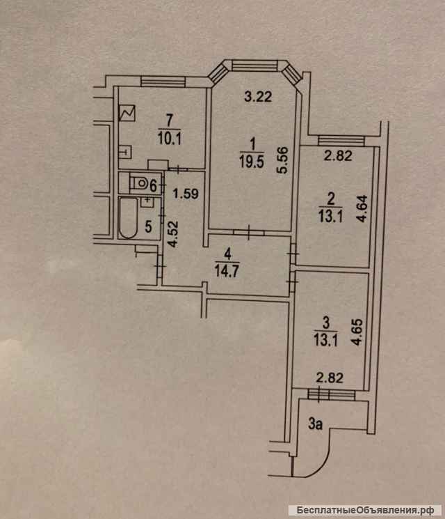 1/4 доли в 3-комнатной кв. Южное Бутово