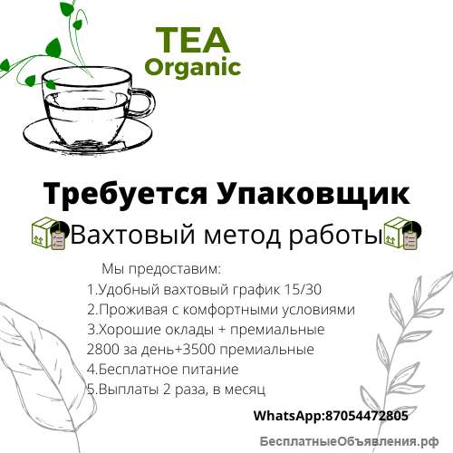 Упаковщик в Москве Вахтой 15/30