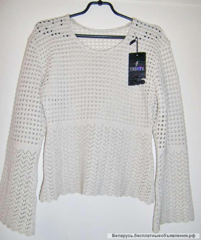Кофта серая, ажурная, новая, р.46-48