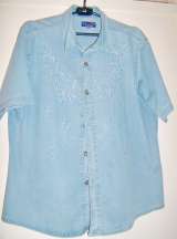 Рубашка голубая джинсовая на пуговицах, р.50-52, б/у