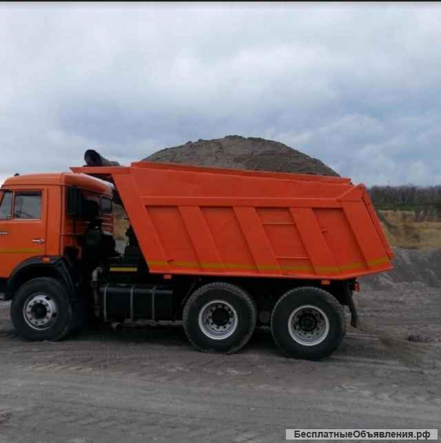 Доставка сыпучих грузов, земляные работы, услуги экскаватора, вывоз мусора и т. д.