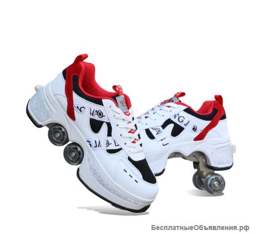 Роликовые кроссовки- коньки, обувь с 4 колесами