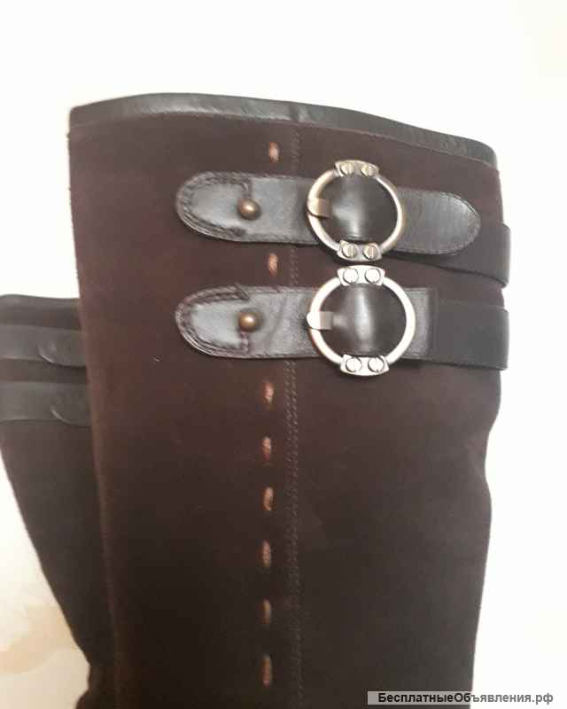 Зимние замшевые сапоги на сплошной подошве (платформе) 37 р-р