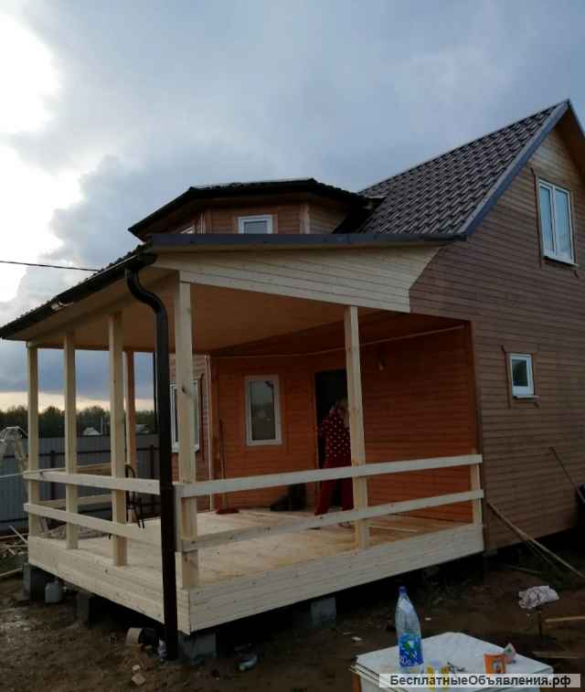 Пристройка к дому из вагонки (строители русские)