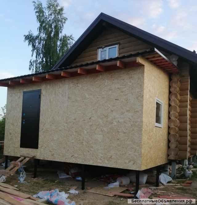 Пристройка к дому из вагонки (строители русские)