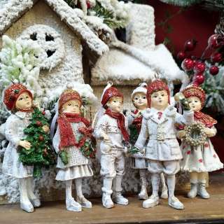 Елочная игрушка Дети 6 шт Серый с красным