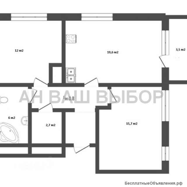 2к квартира в Тюмени, ул. Эрвье, д. 32к1