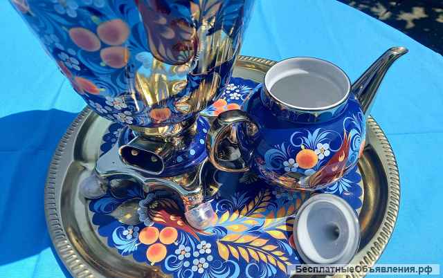 Самовар электрический с чайником и подносом