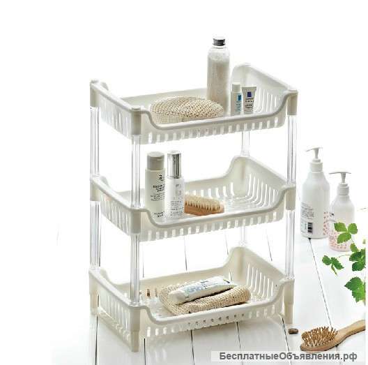Пластиковая 3-х ярусная полка для кухни и ванной Plastic rack 3 Layer