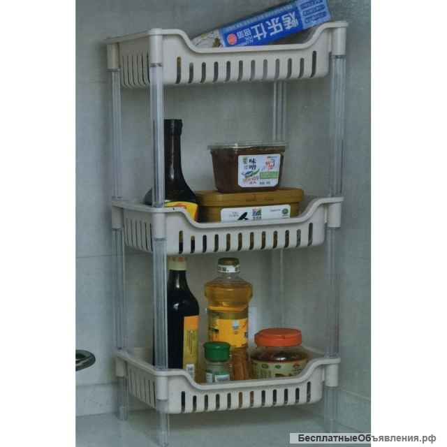 Пластиковая 3-х ярусная полка для кухни и ванной Plastic rack 3 Layer