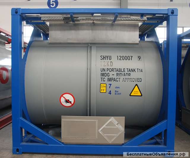 Танк-контейнер тип Т14 объём 7м3, для перевозки и хранения азотной кислоты, новый