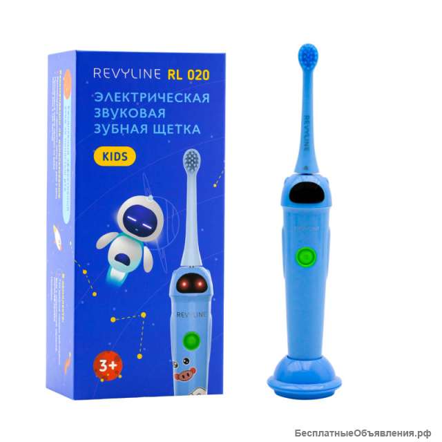Детская звуковая щетка Revyline RL020 Kids в космическом дизайне, синяя